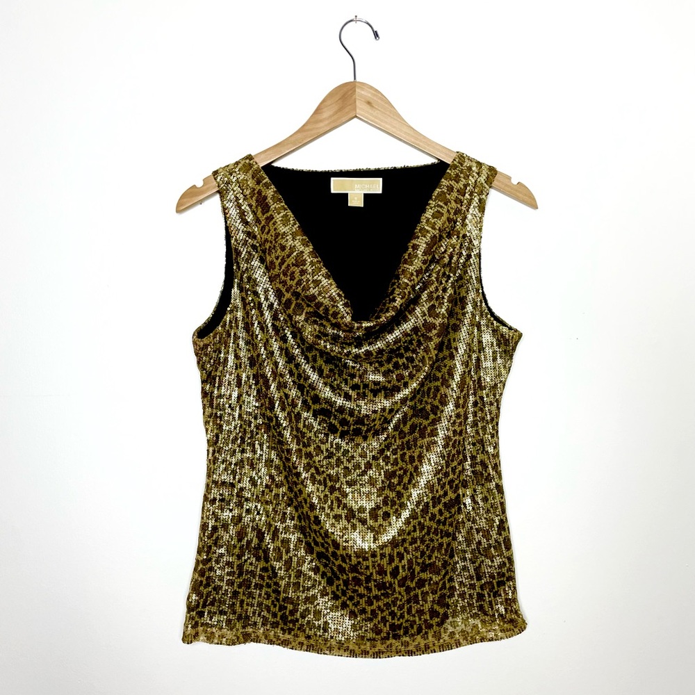 MICHAEL KORS sleeveless sequins animal print top S